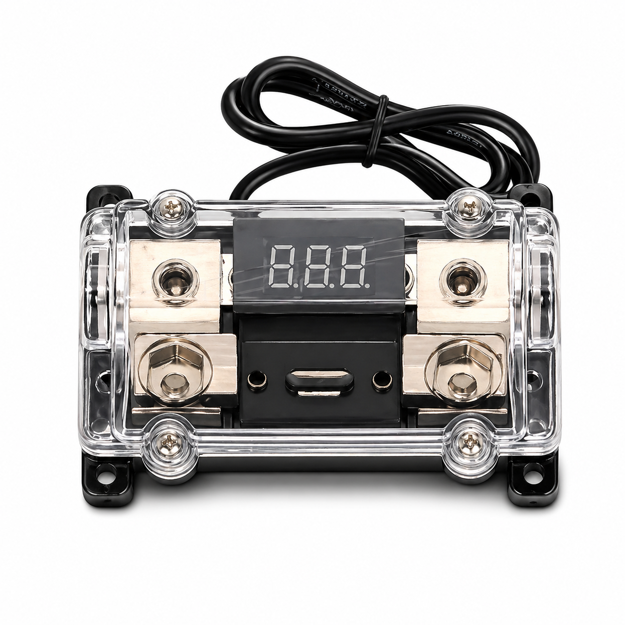 MJV Digital LED Fuse Holder 200A ANL ā Car Audio Power Fuse with Voltage Display for Amplifier Systems