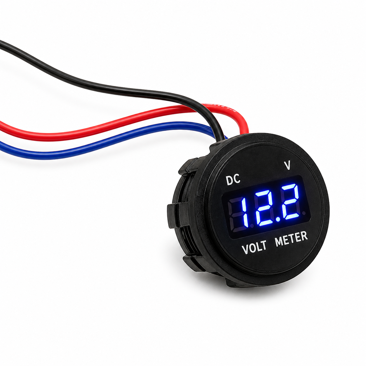 MJV Mini Digital LED Voltmeter 12V β Car Voltage Meter with Blue Display for Audio & Battery Monitoring