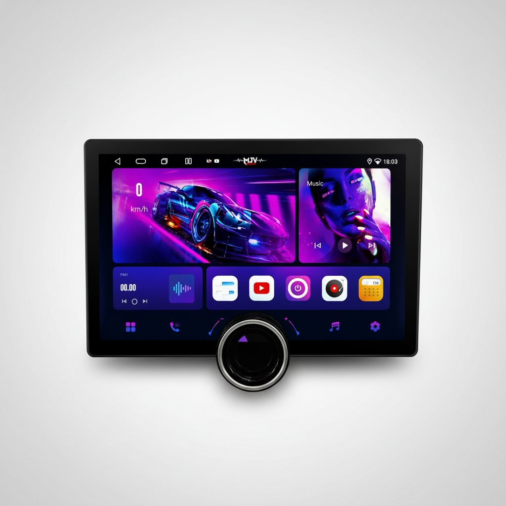 MJV 11.9 Inch Android Car Stereo – Diamond Cut Single Knob Touchscreen Player