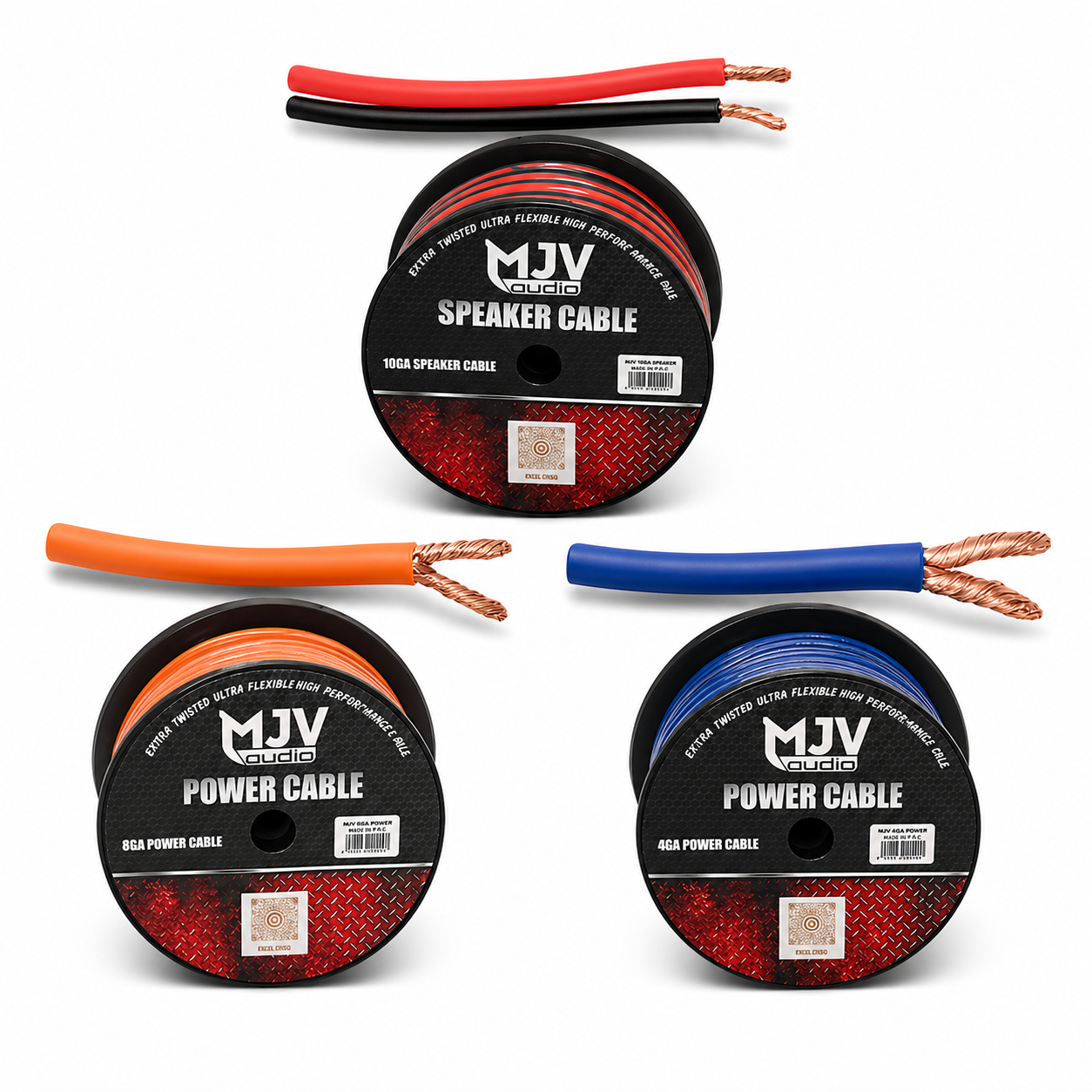 MJV Power Cable Kit (0 Gauge to 8 Gauge) – High Performance Car Audio Wiring Cable for Amplifier & Subwoofer