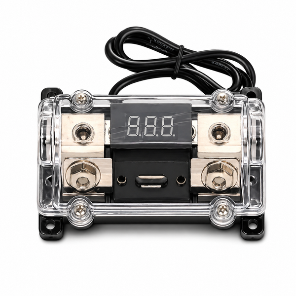 MJV Digital LED Fuse Holder 200A ANL – Car Audio Power Fuse with Voltage Display for Amplifier Systems