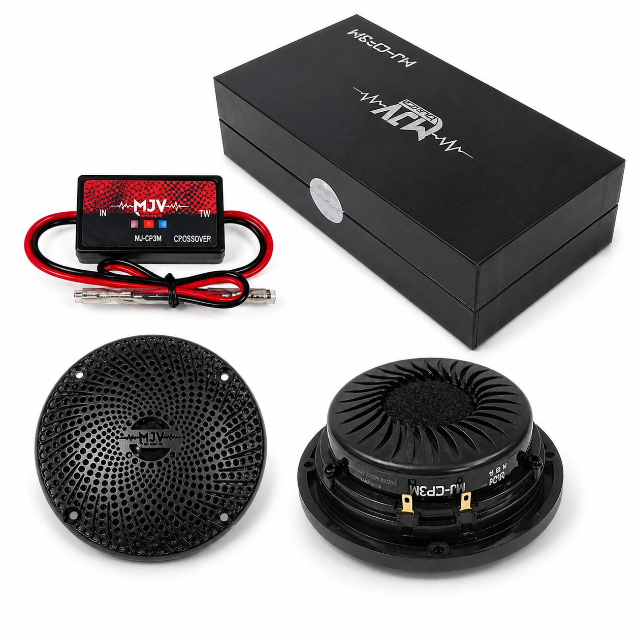 MJV MJ-CP3M 3 Inch Car Speakers – 300W Peak High Performance Midrange Speakers with Crossover (Pair)
