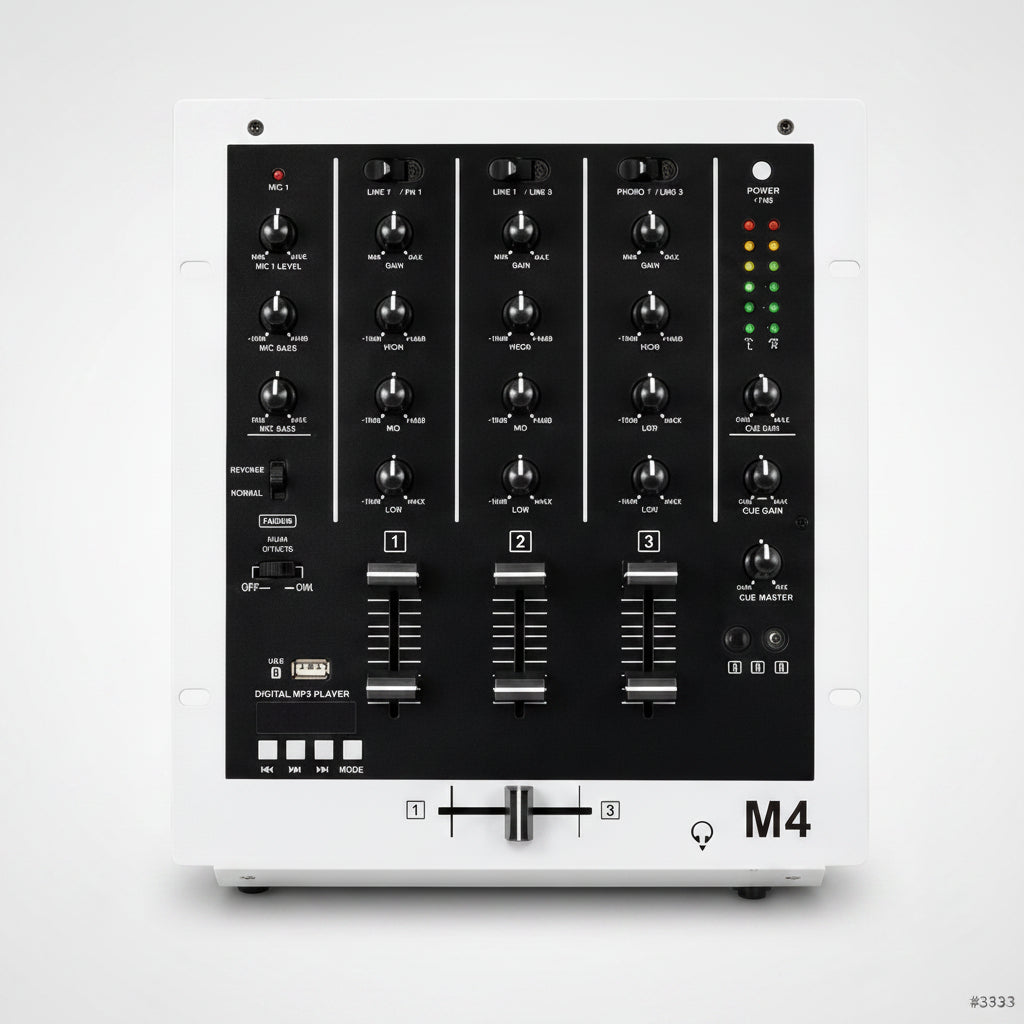 MJV Professional DJ Mixer – 3 Channel Audio Mixing Console