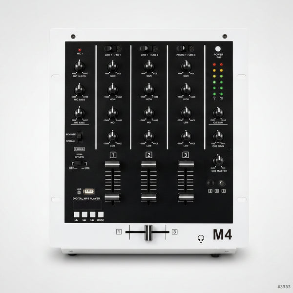 MJV Professional DJ Mixer – 3 Channel Audio Mixing Console